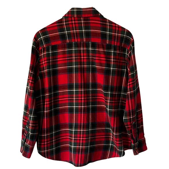 Old Navy Womens Shirt Flannel Tartan Plaid Button Down Red Cabincore Medium - Picture 3 of 7